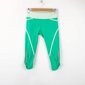 Lululemon 4 Womens Very Green Fresh Teal Run Pace Crop Yoga Pants